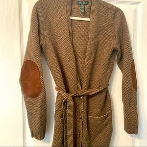 Lauren RL brown/olive green tweed style cardigan